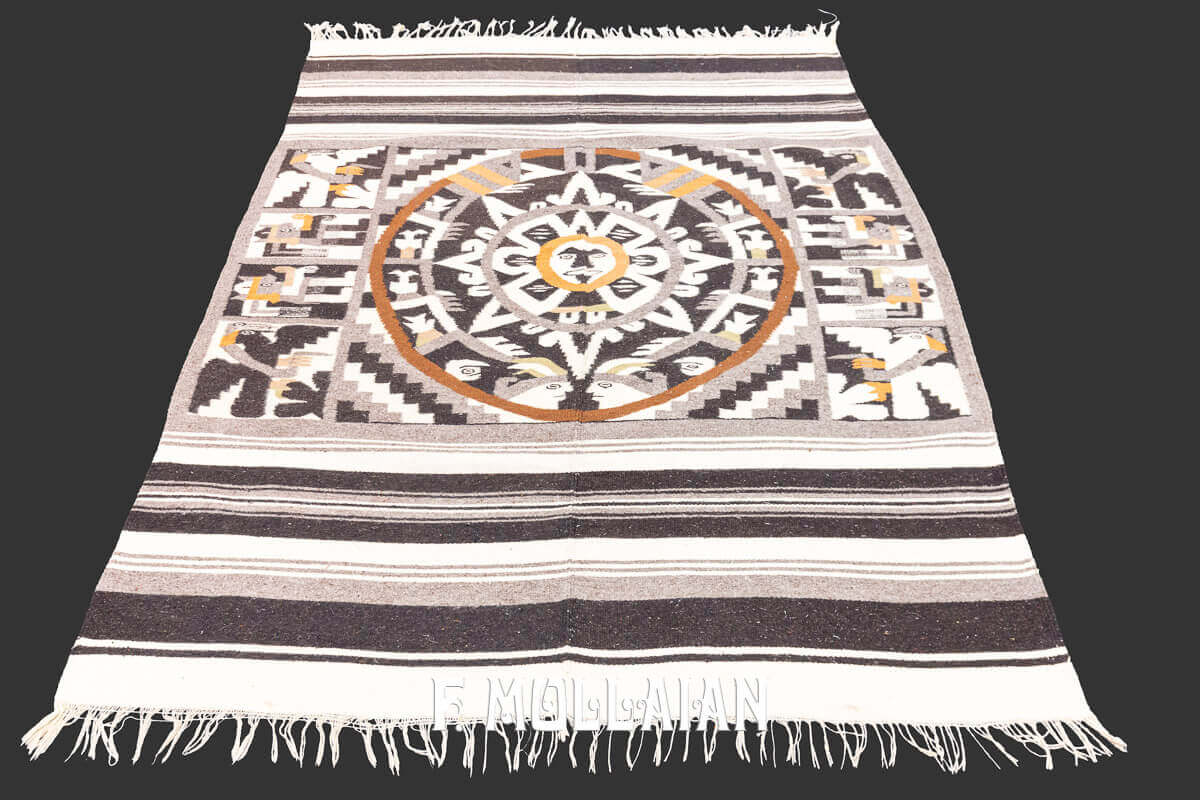 Handmade Kilim with Ancient South American (Maya!) Symbols design  n°:30031397